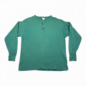 Vintage LL Bean Shirt Adult EXTRA LARGE Green Henley River Drivers Wool 80s